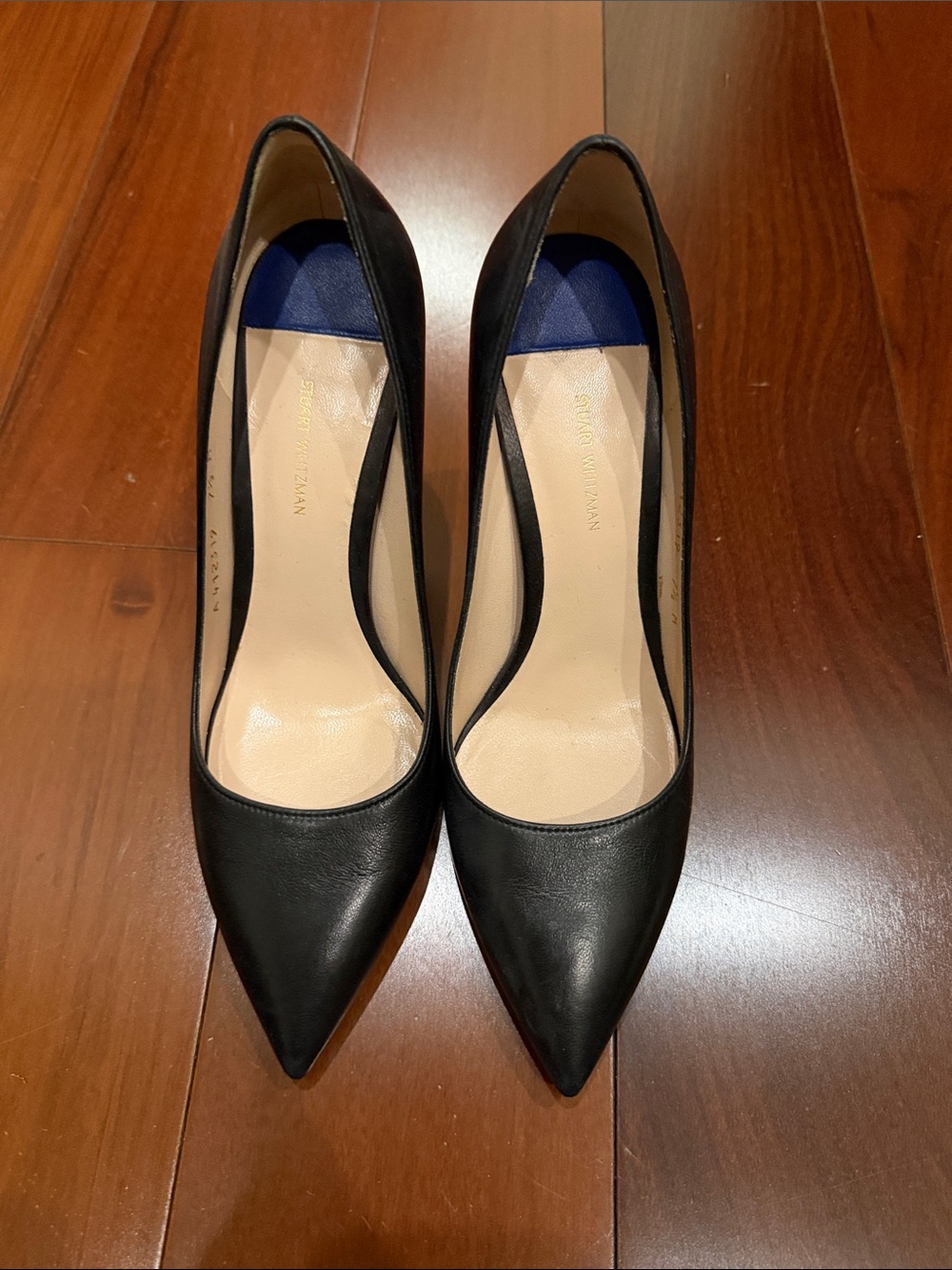 Stuart Weitzman Black Pointed Leather Heels